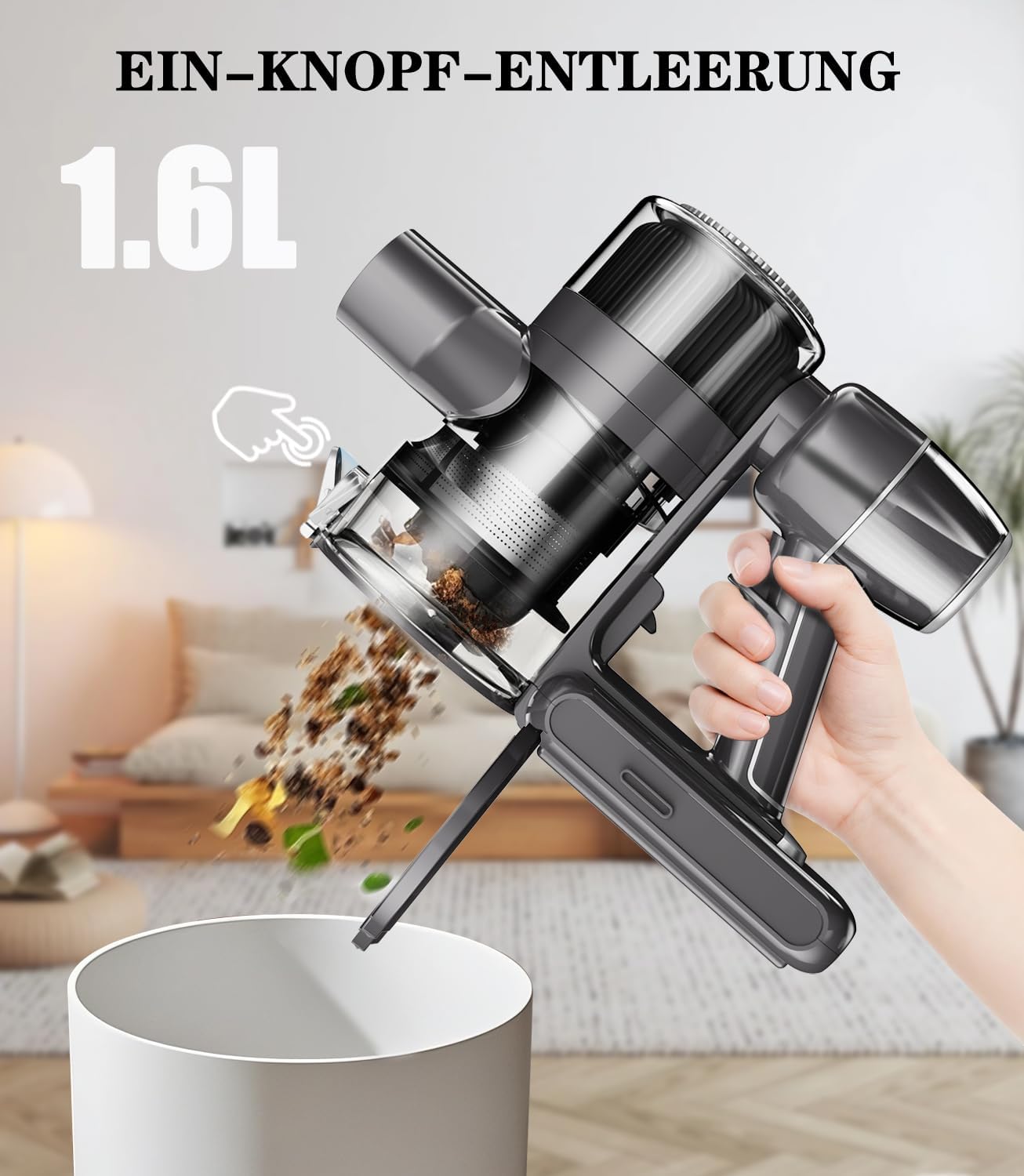 Akku Staubsauger Kabellos Akkustaubsauger Akkusauger - Kabelloser Stabstaubsauger Elektrische Sauger Kehrbesen mit Ladestation Cordless Vacuum Cleaner Für Tierhaare Teppich Beutellos Stielstaubsauger – Bild 4