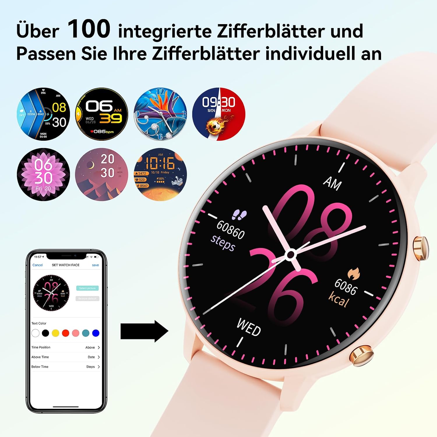 Hwagol Smartwatch Damen Herren 1,39 Zoll Touchscreen Smartwatch mit Bluetooth-Anrufen, Armbanduhr Damen Herren mit 140+ Sportmodi SpO2 Herzfrequenzmesser Schlafmonitor Schrittzähler Uhr für iOS Android – Bild 3