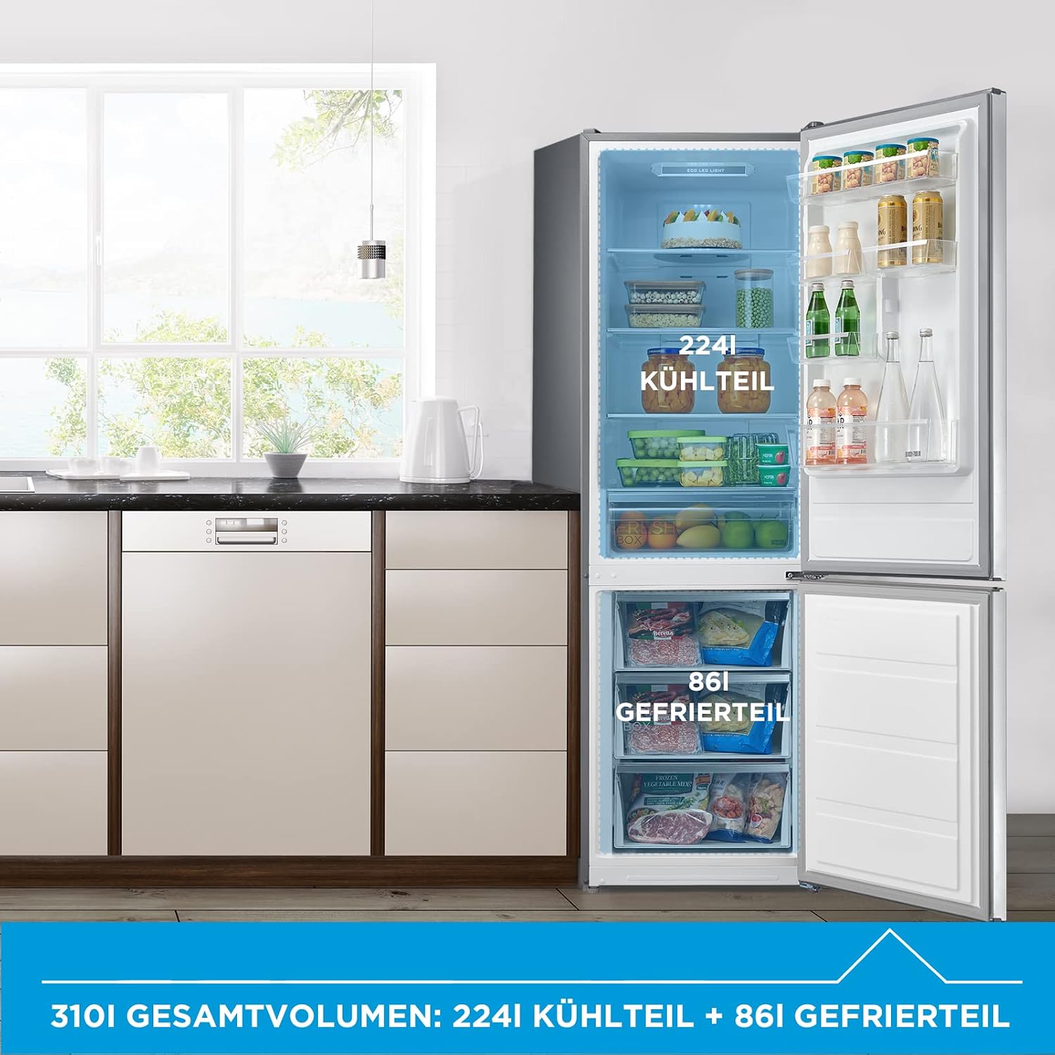 Midea 310L Kühlschrank mit Gefrierfach, 188 cm, NoFrost, GMCC Kompressor – Bild 3