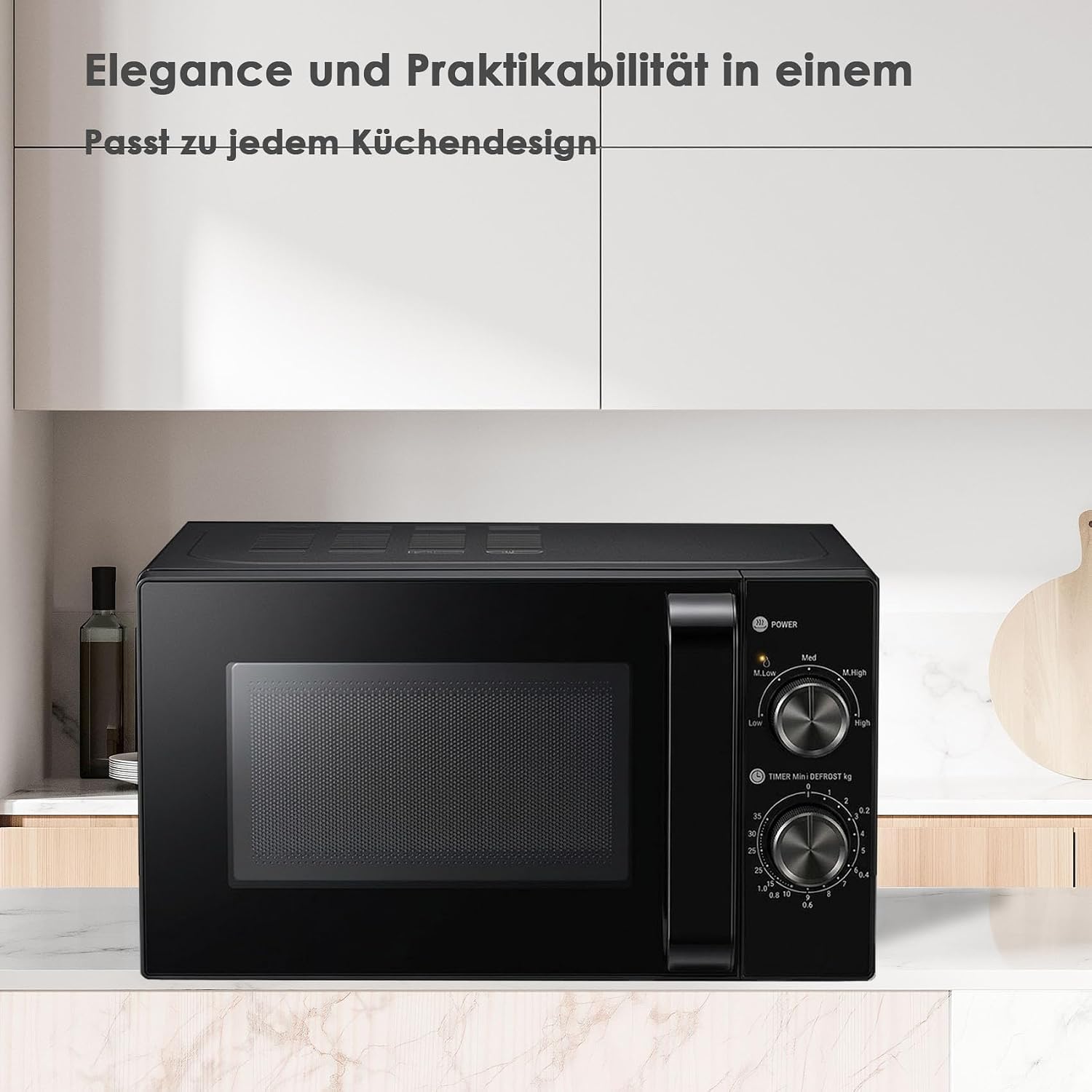 Solo Mikrowelle 20 L, 700 W, Mikrowellengerät mit Drehteller für gleichmäßige Wärmeverteilung, zum Auftauen und Erhitzen, einfache Bedienung, 5 Leistungsstufen, schwarz – Bild 4