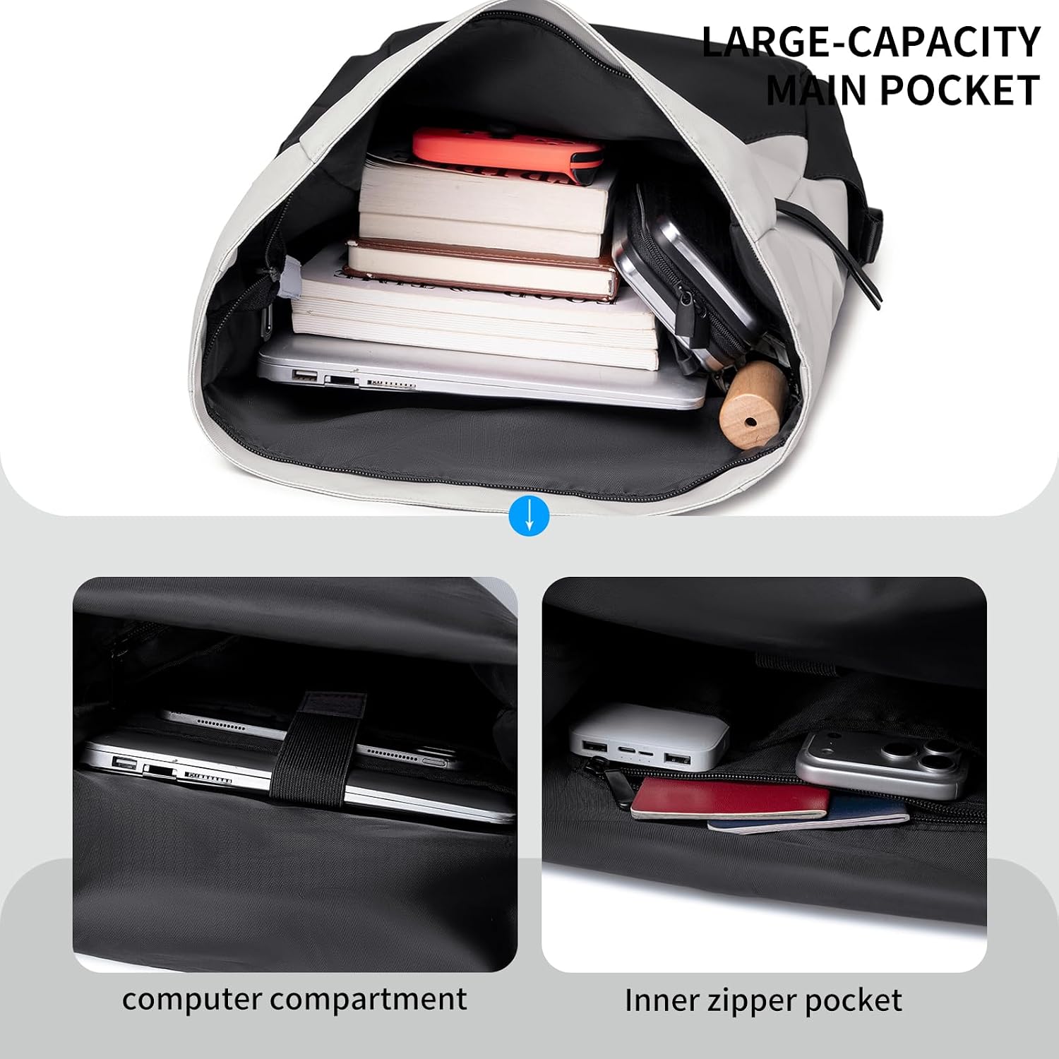 Rolltop Rucksack Herren Wasserdichter Laptop Rucksack 16 Zoll – Bild 3