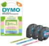 DYMO Original LetraTag Pastell-Etiketten | Kunststoff | 12mm x 4m | Pistaziengrün, Hellblau und Rosa | Selbstklebendes Etikettenband | für LetraTag Etikettiermaschine | 3 Etikettenkassetten
