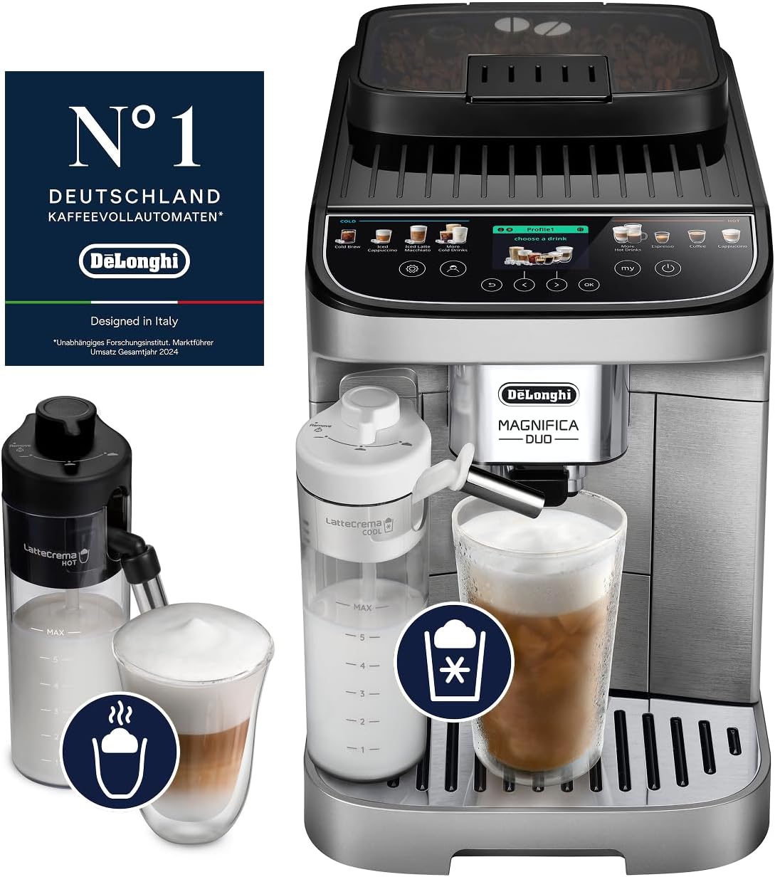 De'Longhi Magnifica Duo - Kaffeevollautomat 20 Getränke Silber