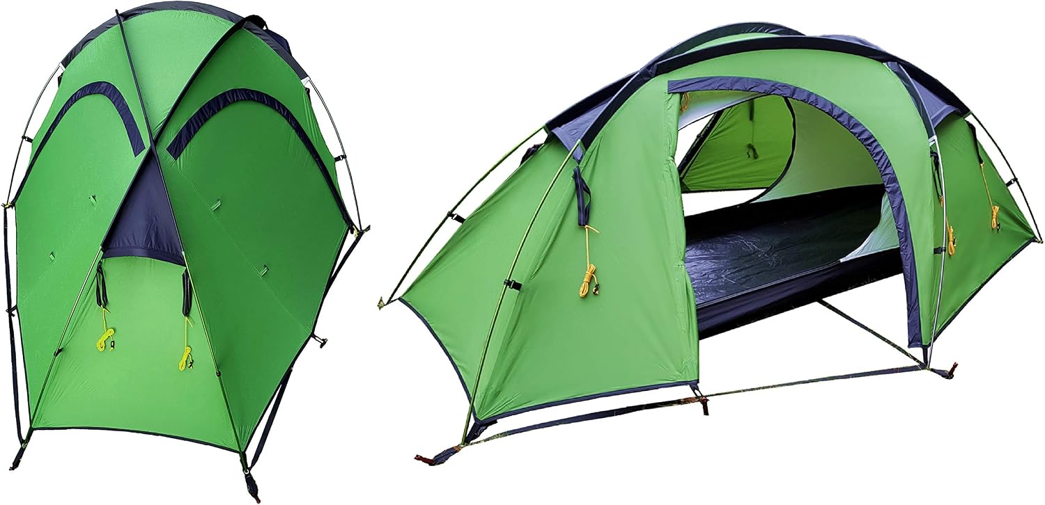 Everest1953 TrekPeak 1-Personen-Expeditionszelt, 1 x Silikon-Kuppelzelt, Liegefläche 240 cm, Grün – Bild 6
