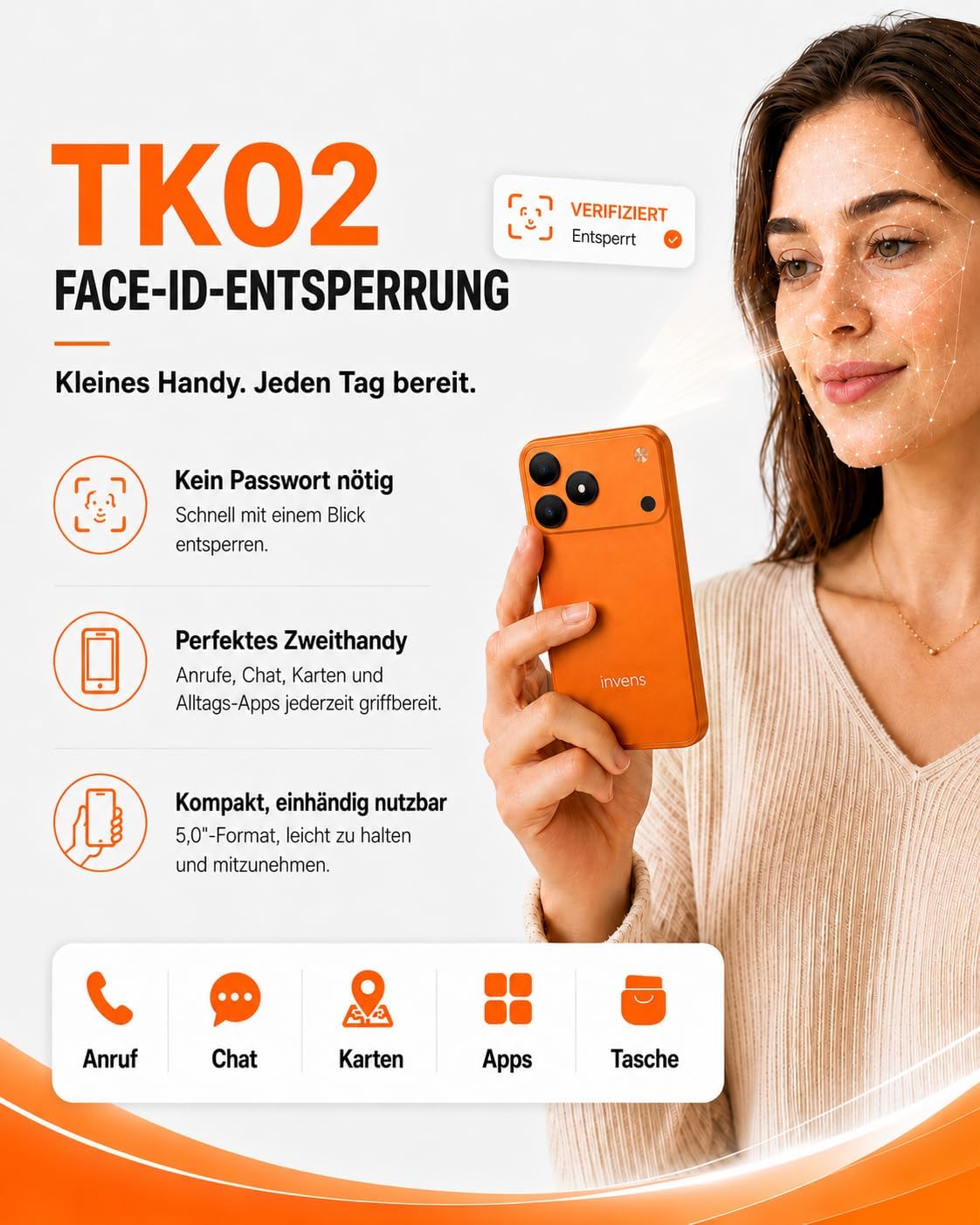 invens TK02 Handy ohne Vertrag, Android 16 Go, 5,0 Zoll Mini 4G – Bild 9