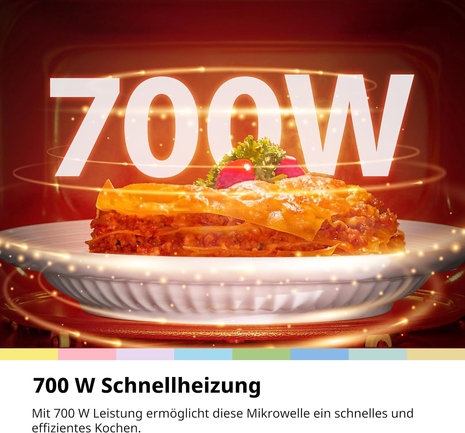 COMFEE Mikrowelle CMO-MM20L2NFPE(BK), Schwarz, 20 Liter, 700 W, 5 Leistungsstufen, schnelles Auftauen, einfache Reinigung, manueller Timer, kompaktes Design, ideal für kleine Küchen – Bild 6