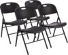 Amazon Basics Set mit 4 Klappstühlen aus Kunststoff und Metall, Campingstuhl, Küchenstuhl, für drinnen und draußen, Schwarz, 158 kg