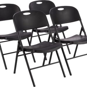 Amazon Basics Set mit 4 Klappstühlen aus Kunststoff und Metall, Campi...