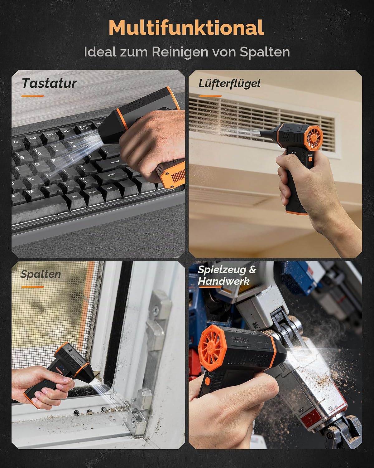 WOLFBOX MegaFlow 50 Elektrischer Luftzerstäuber, 110.000 U/min, kabellos, 3 Geschwindigkeiten – Bild 4