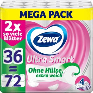Zewa Ultra Smart Toilettenpapier Großpackung, 36 Rollen à 280 Blatt,...