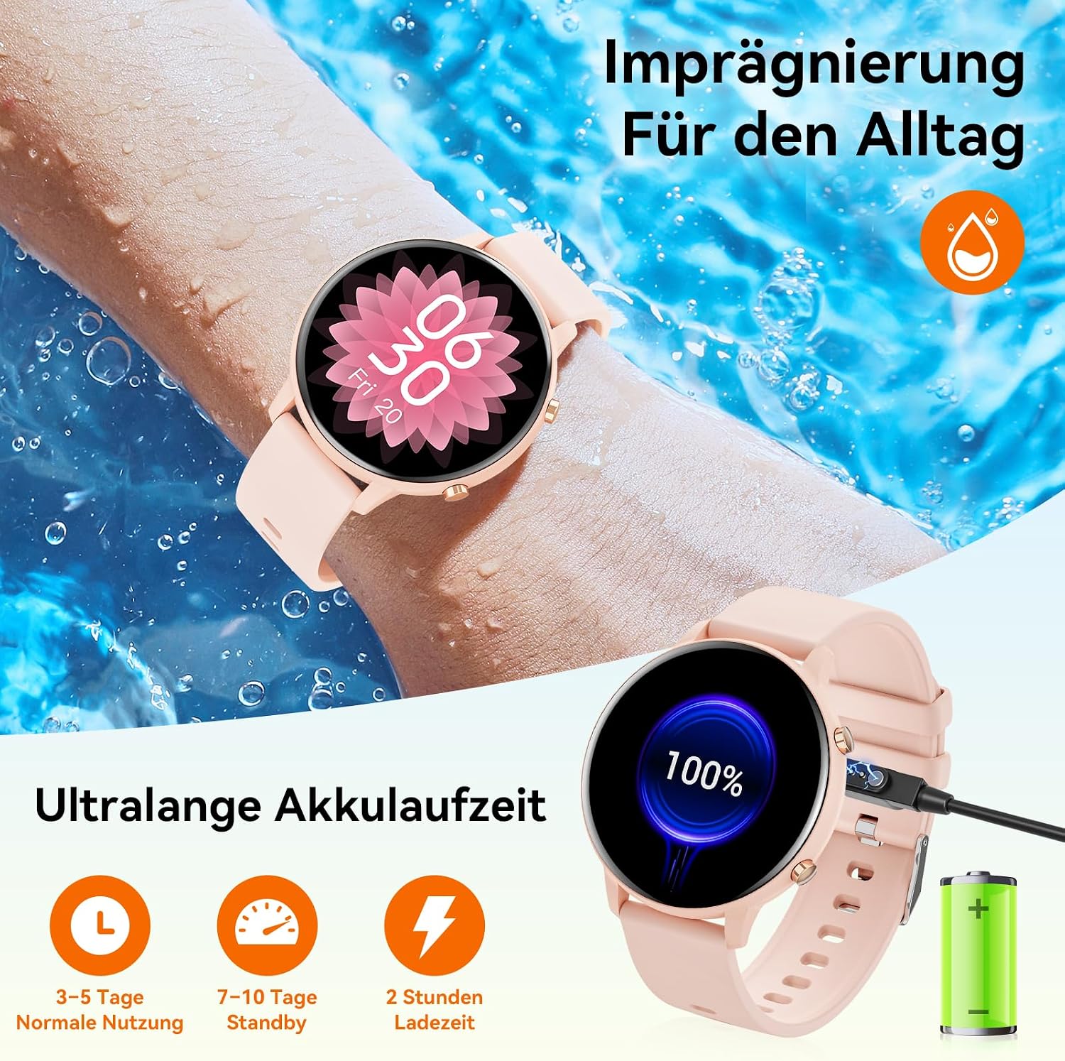 Hwagol Smartwatch Damen Herren 1,39 Zoll Touchscreen Smartwatch mit Bluetooth-Anrufen, Armbanduhr Damen Herren mit 140+ Sportmodi SpO2 Herzfrequenzmesser Schlafmonitor Schrittzähler Uhr für iOS Android – Bild 4