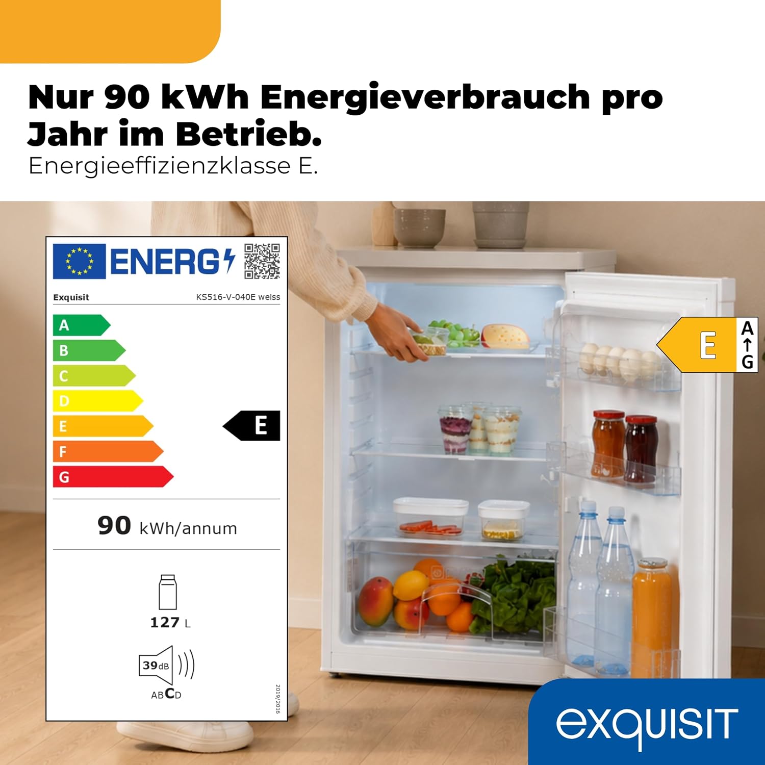 Exquisit-Kühlschrank ohne Gefrierfach – 127-l-Vollraumkühlschrank – E – Bild 2