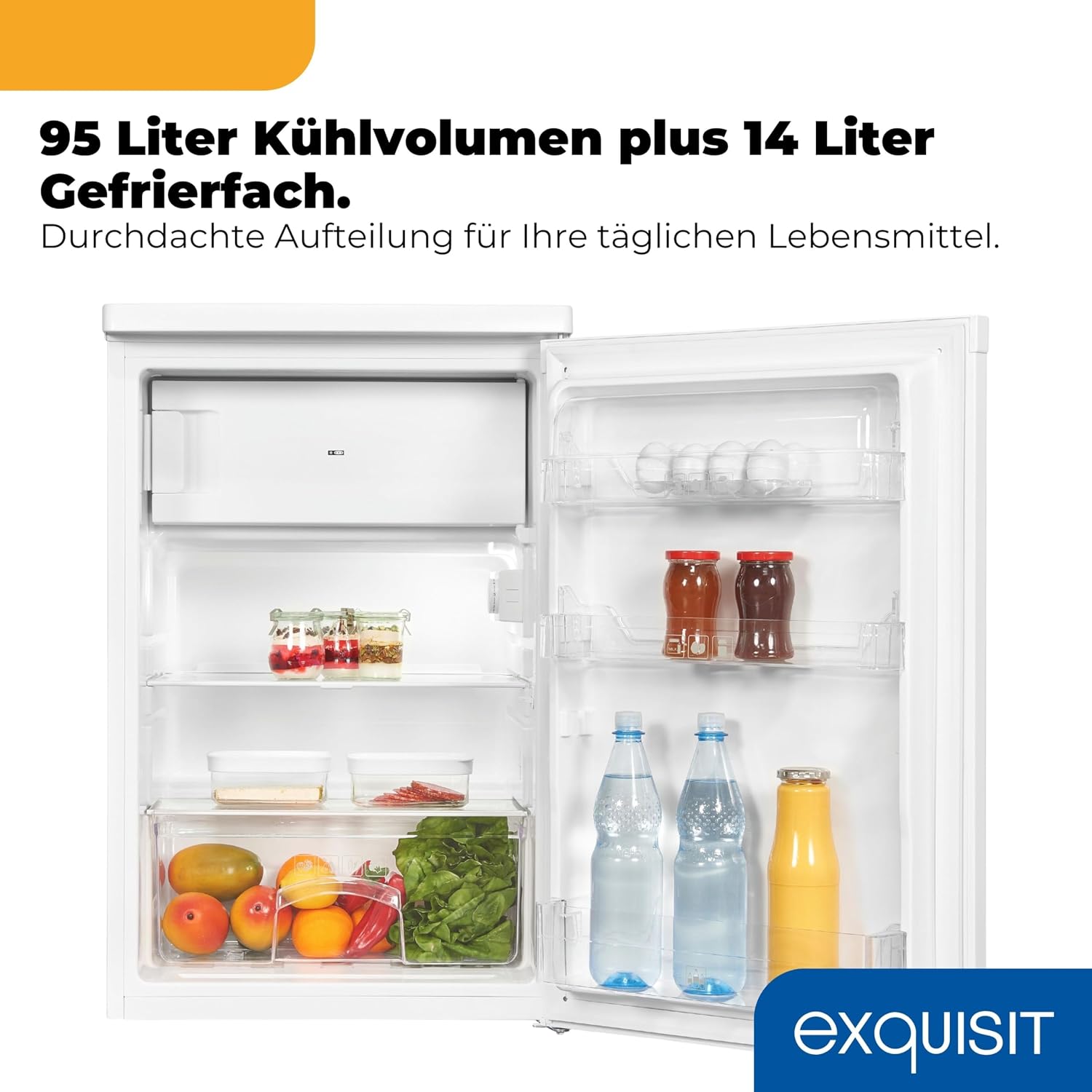 Exquisit Kühlschrank mit Gefrierfach, 109 l, freistehend, Weiß – Bild 5