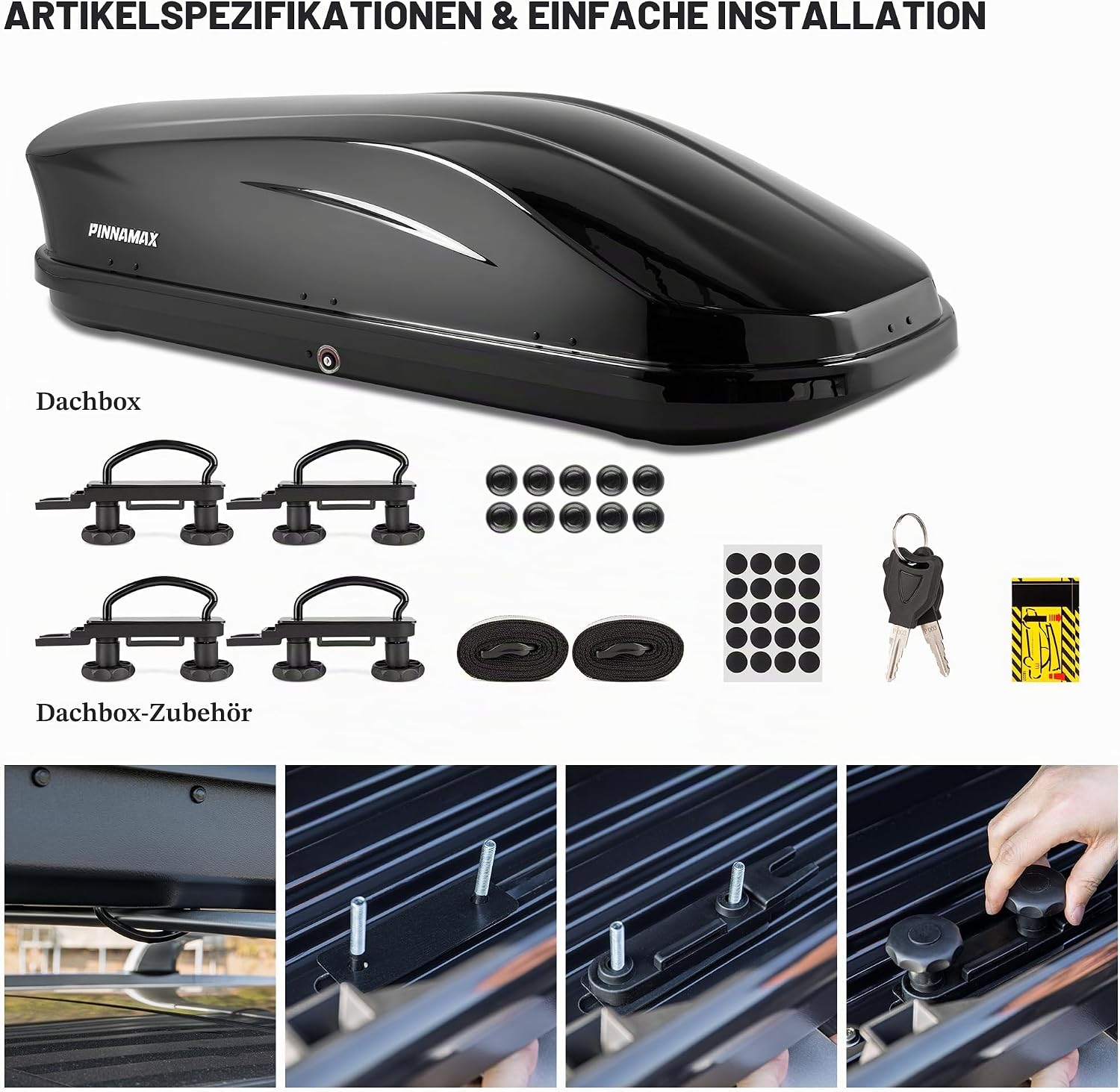 Dachbox 450L abschließbar – Dachbox Auto beidseitig öffnend, wasserdichte Auto-Dachbox für Dachträger, Dachgepäckbox für SUV Kombi Van (450L) – Bild 8