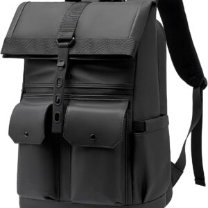 Wasserdichter Rolltop-Laptop-Rucksack für Herren, 17,3 Zoll