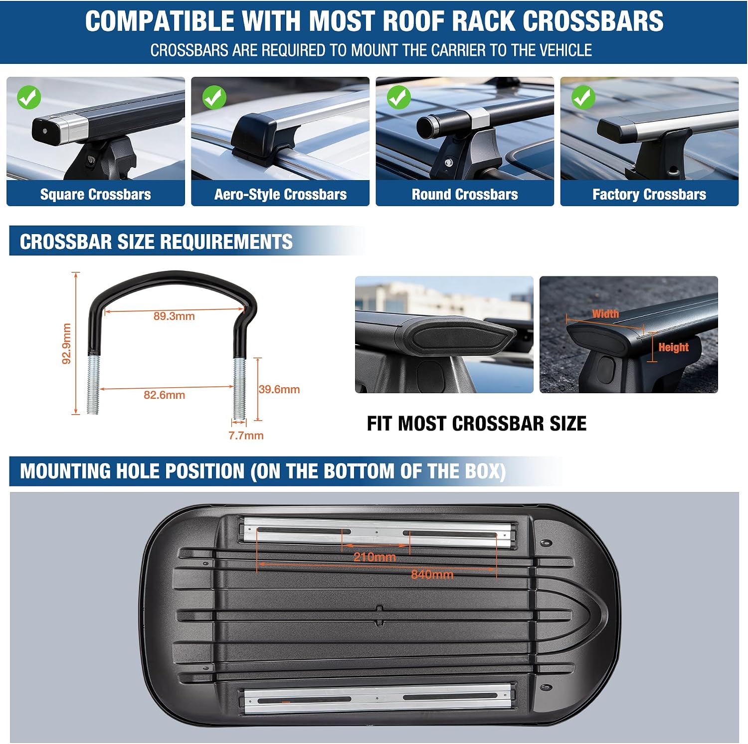Dachbox 450L abschließbar – Dachbox Auto beidseitig öffnend, wasserdichte Auto-Dachbox für Dachträger, Dachgepäckbox für SUV Kombi Van (450L) – Bild 9