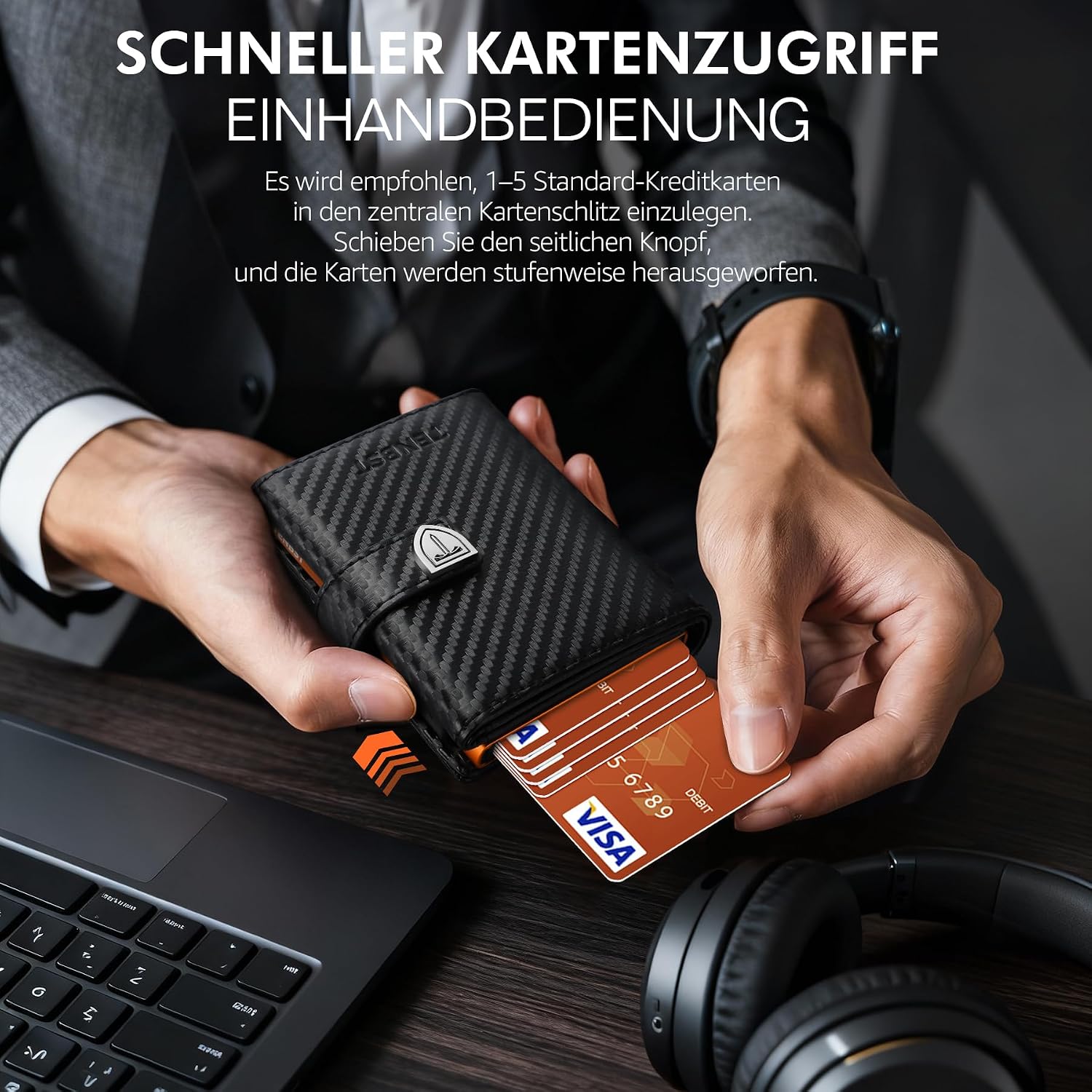 TENBST Herren-Geldbörsen-Kartenetui mit Münzfach und RFID-Auto – Bild 5