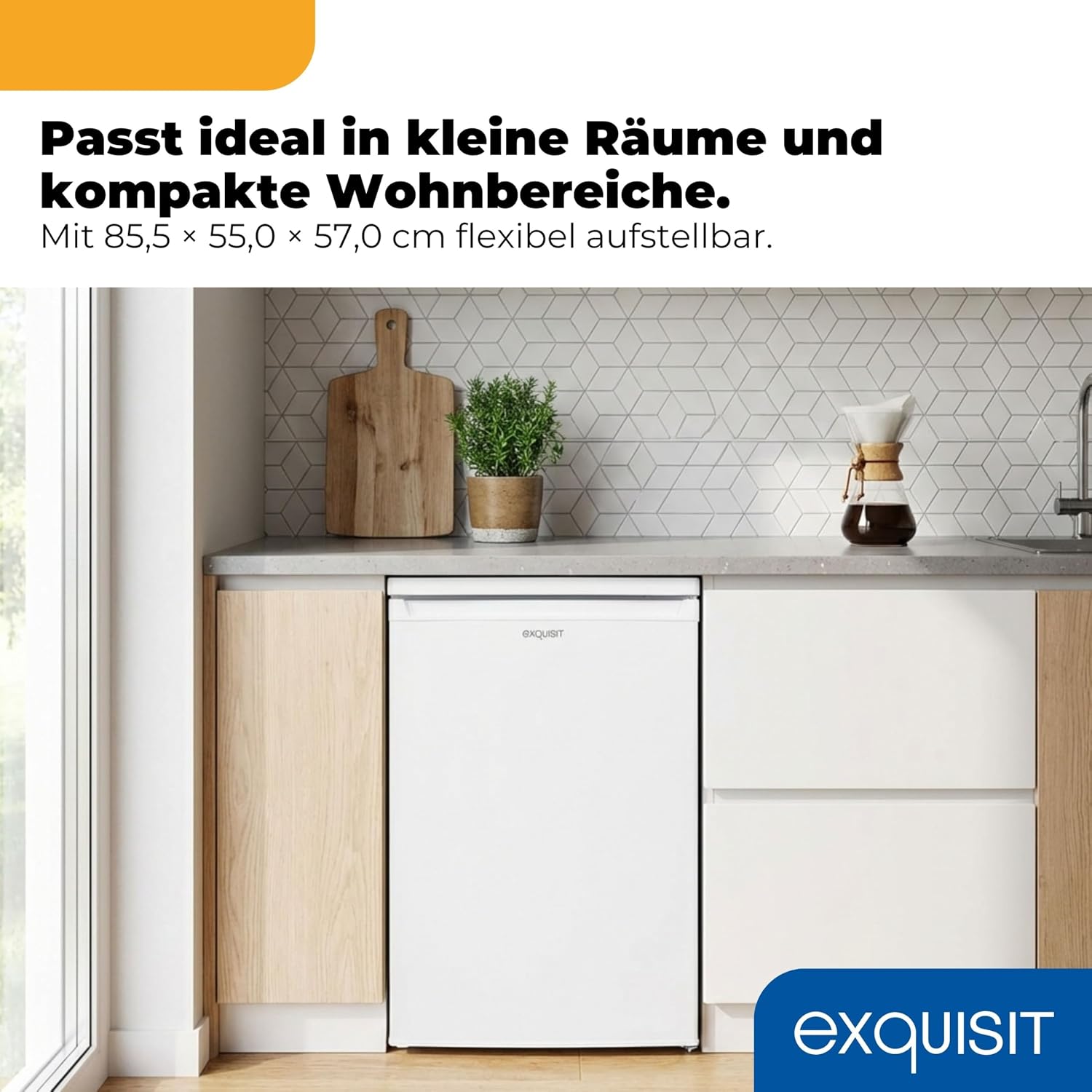 Exquisit Kühlschrank mit Gefrierfach, 109 l, freistehend, Weiß – Bild 3
