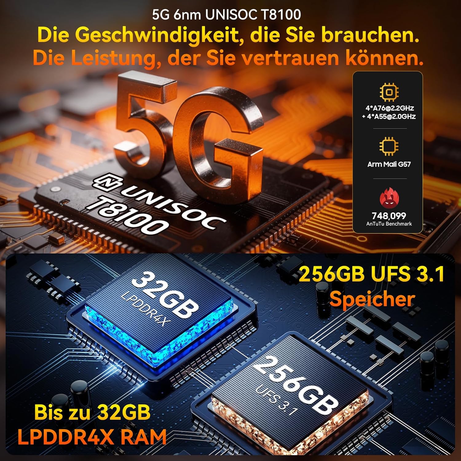 Blackview Rock 2 Pro Outdoor-Handy ohne Vertrag, Android 16 Outdoor-Smartphone 5G 32 GB + 256 GB, 6,67 Zoll HD+ Display 120 Hz 15000 mAh IP69K, 16 MP AI-Kamera, NFC/OTG/GPS/Gemini AI/Handschuhmodus 2.0 – Bild 6