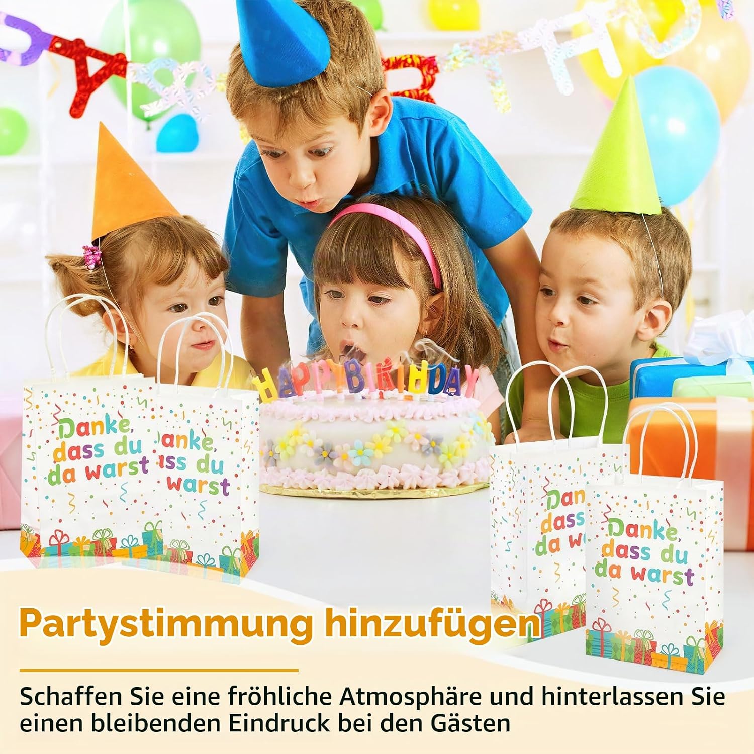 Urker Geschenktüten Kindergeburtstag, kleine Papiertüten mit Henkel, 12 Stück – Bild 3