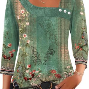 Kistore Bluse Damen 3/4 Arm Asymmetrischer Ausschnitt Tunika Sommer Tops...