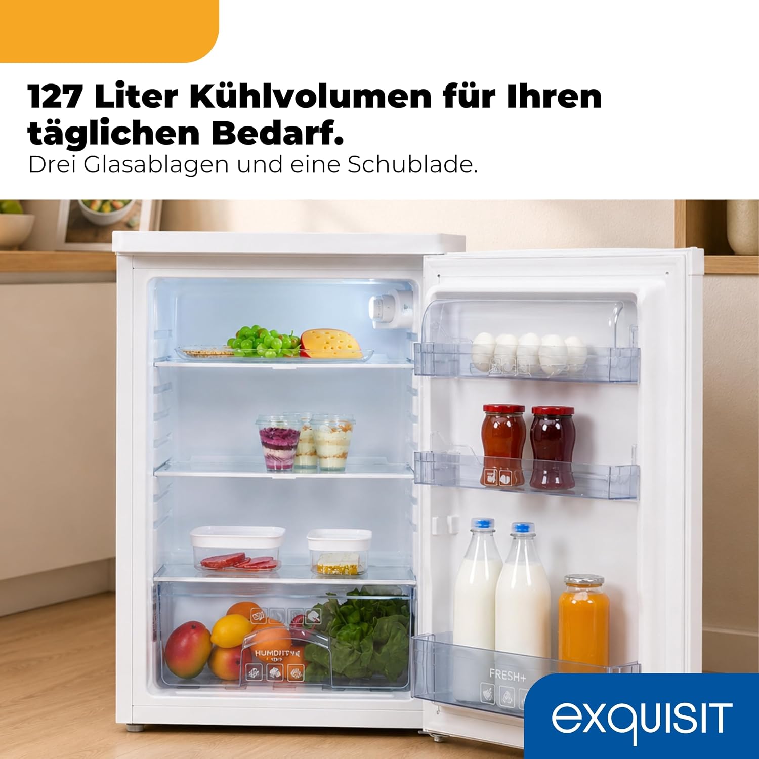 Exquisit-Kühlschrank ohne Gefrierfach – 127-l-Vollraumkühlschrank – E – Bild 5