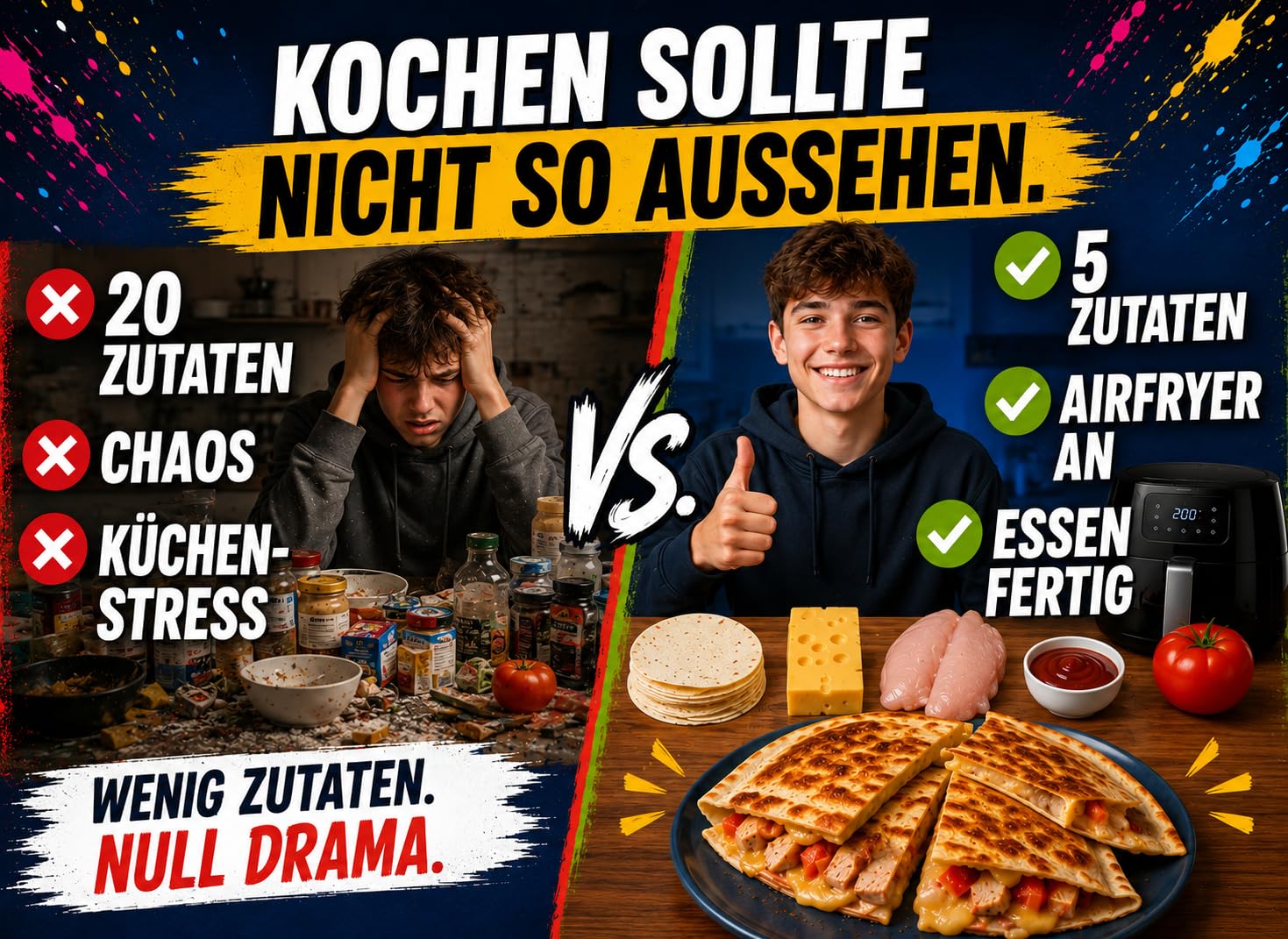 5-Zutaten Airfryer Kochbuch für Teenager: Express. Knusprig. Kein Küchendrama. Knusprige Ideen für Schule, Sofa und Späthunger. – Bild 3