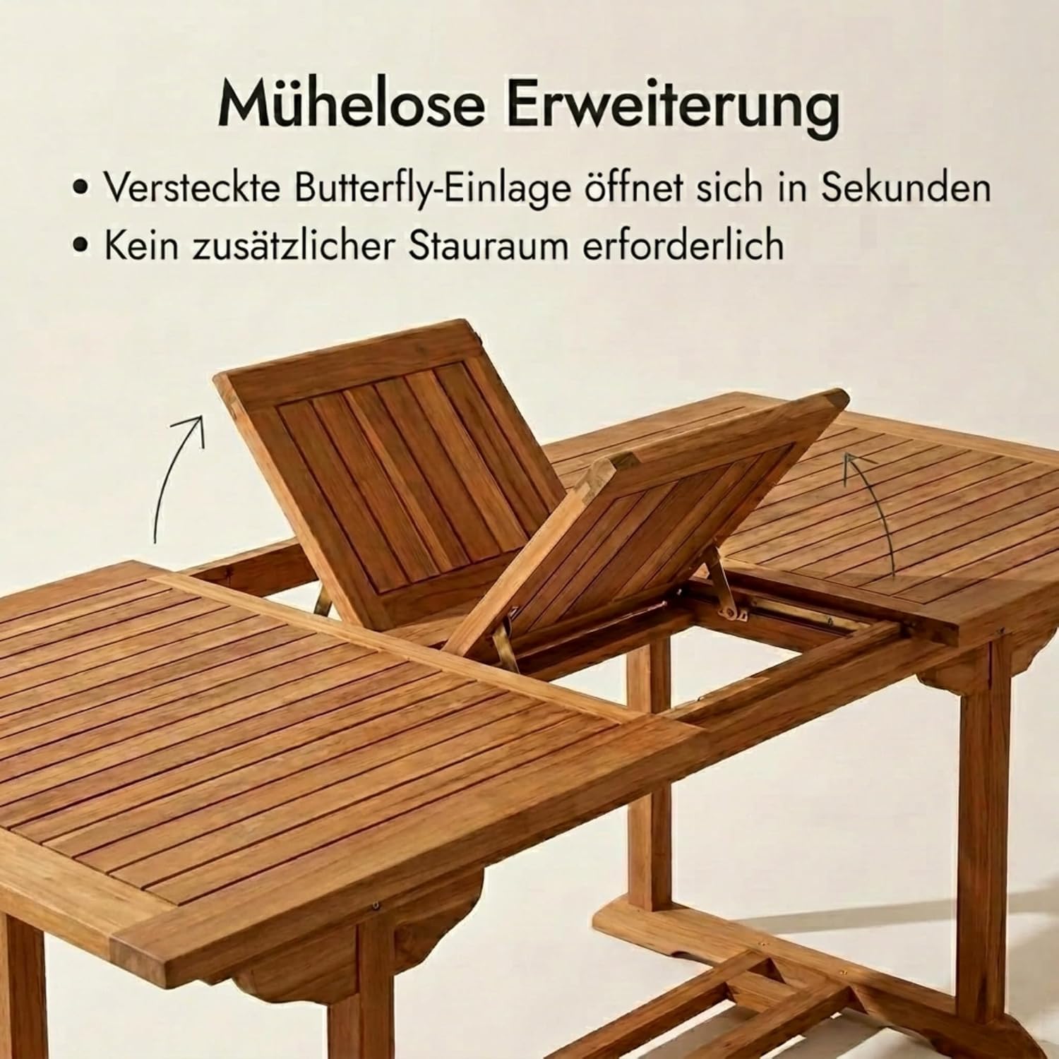 SAM Gartentisch Cuba, 180 - 240 x 100 cm, Teakholz, quadratischer Ausziehtisch – Bild 4