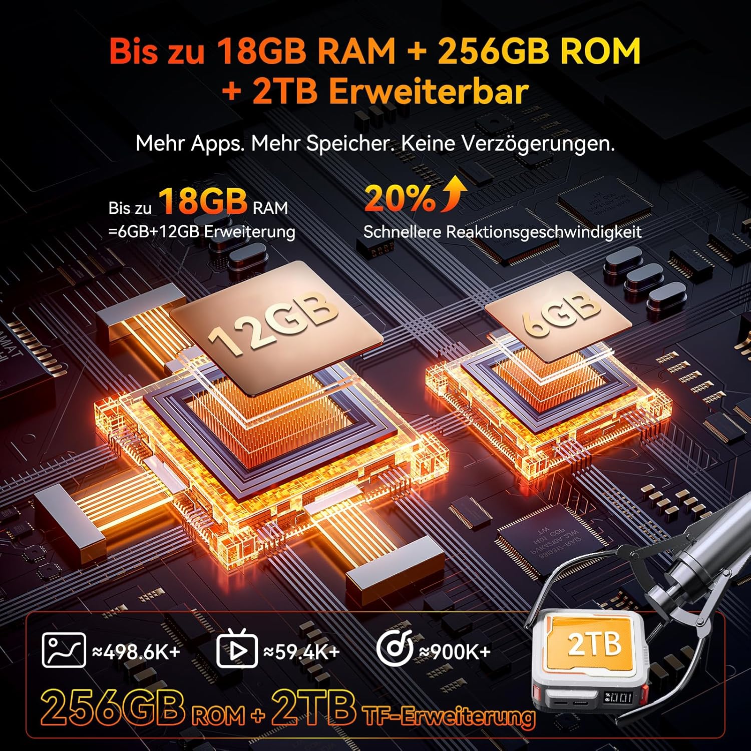 Blackview Outdoor Handy ohne Vertrag, 10000 mAh Akku Android 16 Smartphone, IP68/IP69K Baustellenhandy, 18GB RAM + 256GB ROM, 6,56 Zoll 90Hz Display, Dual SIM, NFC, OTG, GPS, 3 Jahre Herstellerschutz – Bild 5