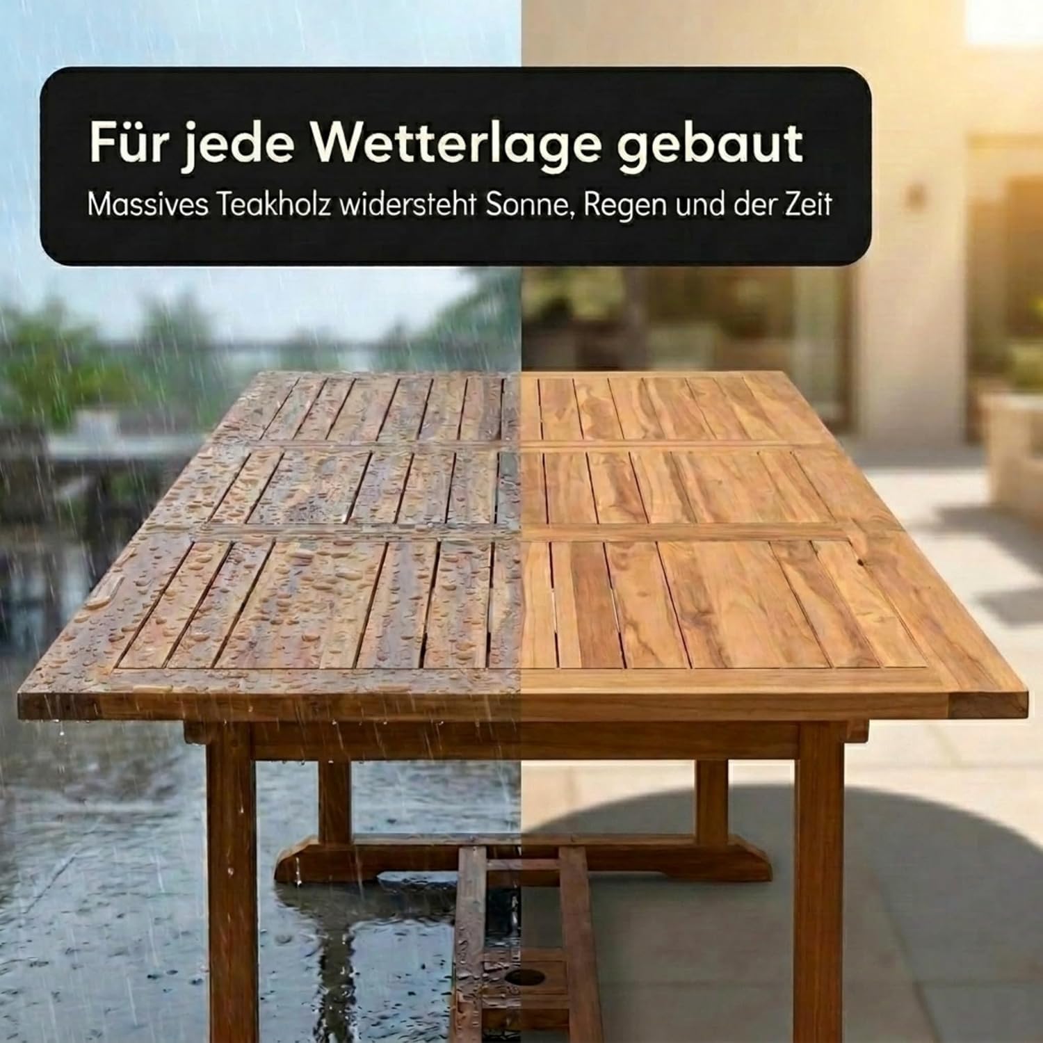 SAM Gartentisch Cuba, 180 - 240 x 100 cm, Teakholz, quadratischer Ausziehtisch – Bild 7