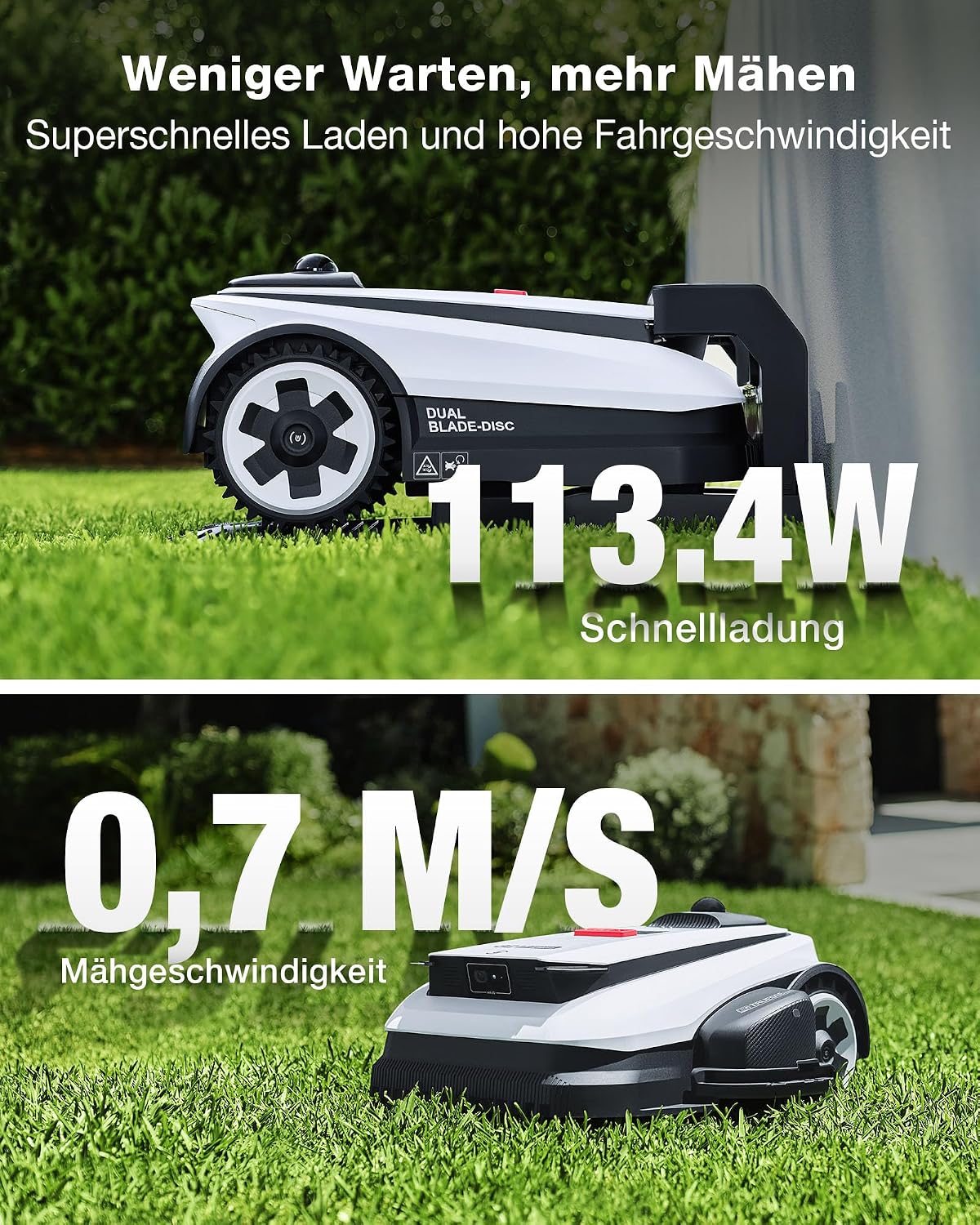 ECOVACS GOAT A1600 LiDAR PRO Care Kit Roboter-Rasenmäher ohne Begrenzungskabel, 1.600 m², 360° Dual-LiDAR-Navigation, automatische Kartierung, KI-3D-Hindernisvermeidung, superschnelles Laden, 50 % Steigung – Bild 6