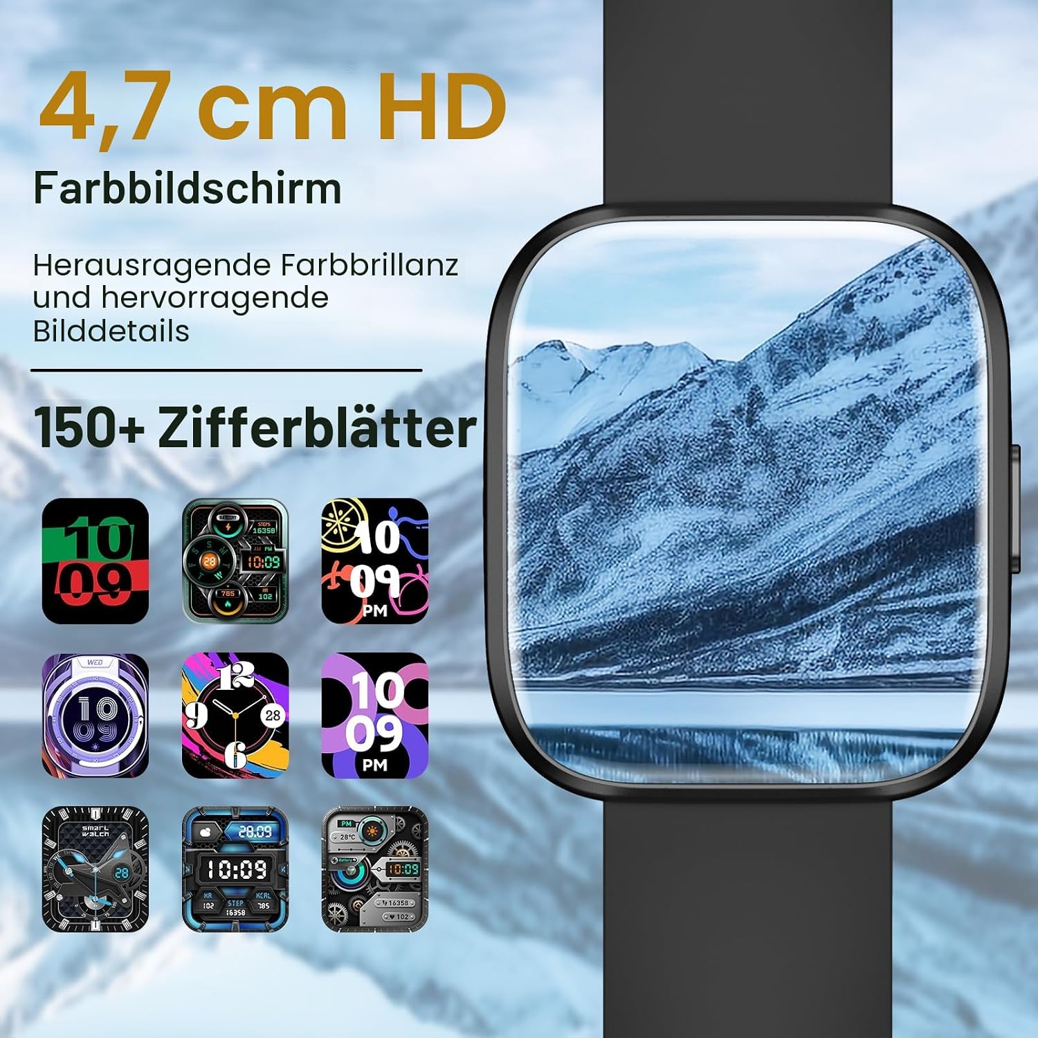 2026 Smartwatch Herren Damen 1,85 Zoll HD Touchscreen Smartwatch mit Telefonfunktion, 112+ Sportmodi Fitness-Tracker, IP68 wasserdichte Sportuhr mit Herzfrequenzmesser Schrittzähler für iOS Android – Bild 3