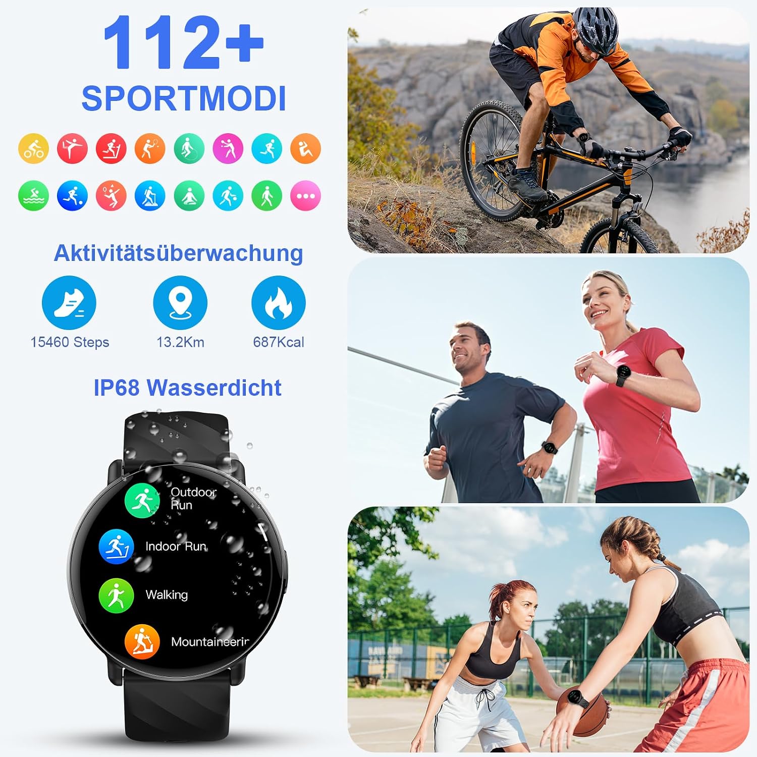 Smartwatch für Herren und Damen mit AI-Assistent und Bluetooth 5.4-Telefonfunktion – Bild 4