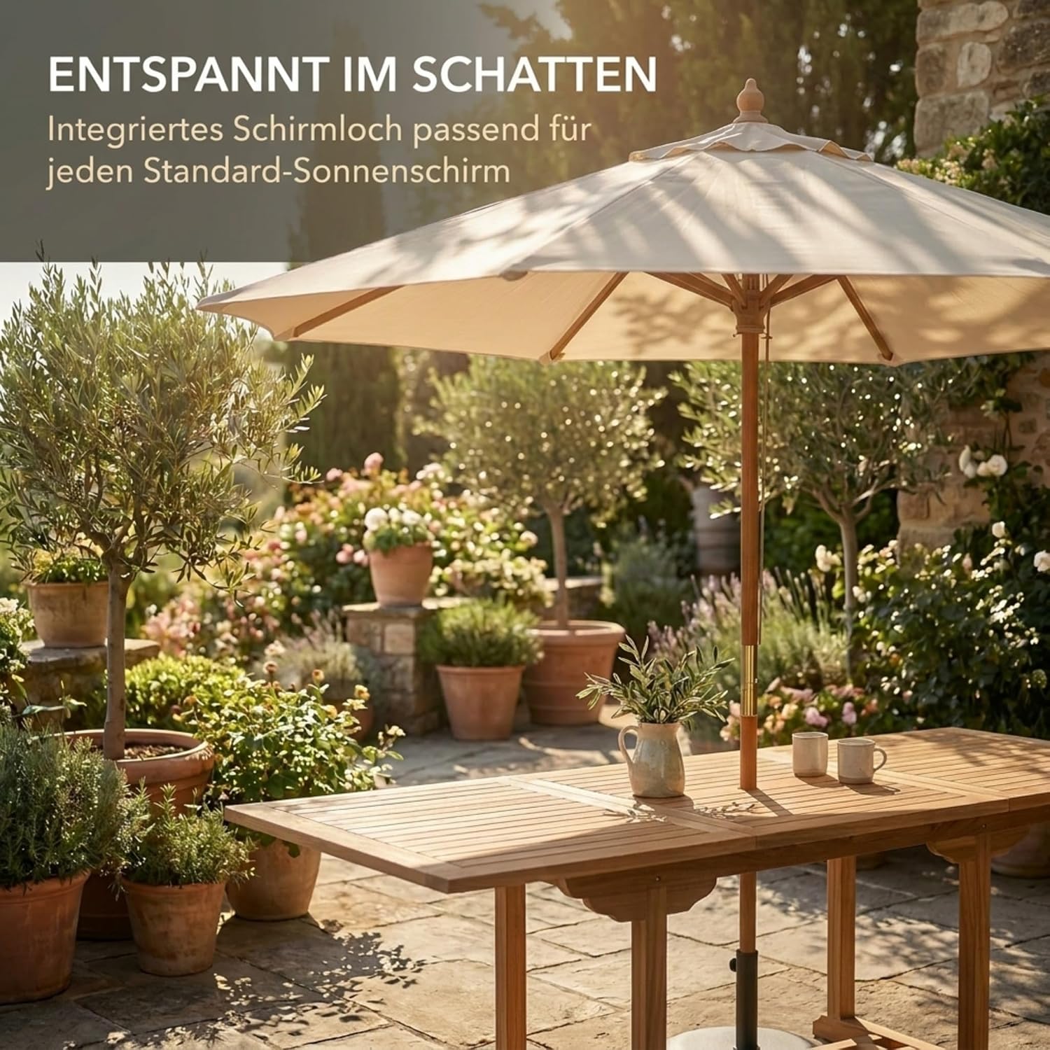SAM Gartentisch Madera, 120–170 x 120 cm, Teakholz, quadratischer Ausziehtisch – Bild 4