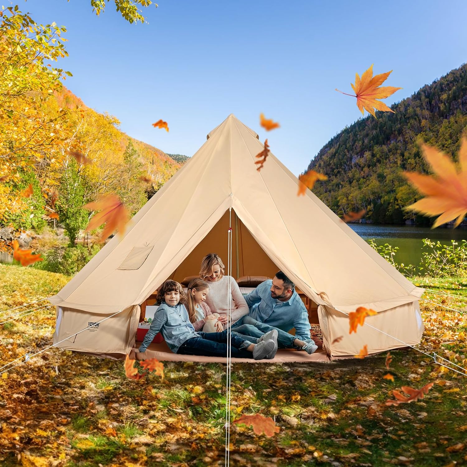 VEVOR Zeltglocke aus Segeltuch, Jurte 4 Jahreszeiten für Camping mit Herdwagenheber, atmungsaktiv hält bis zu 4 Personen, Familiencamping Outdoor Jagd Party – Bild 9