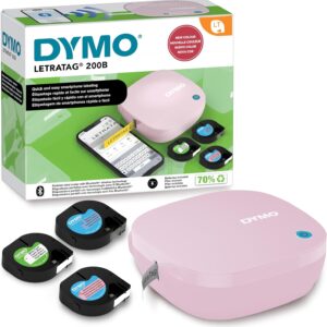 DYMO LetraTag 200B rosa Bluetooth-Etikettendrucker, kompakter Etikette...
