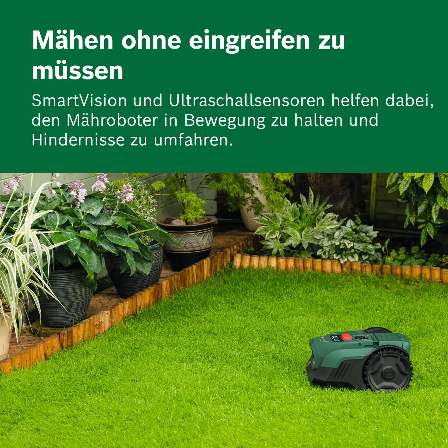 Bosch VISIMOW18V-100 Roboter-Rasenmäher (für Rasenflächen bis 100 m², Schnittbreite: 16 cm, Schnitthöhe: 20-60 mm, ohne Akku) – Bild 6