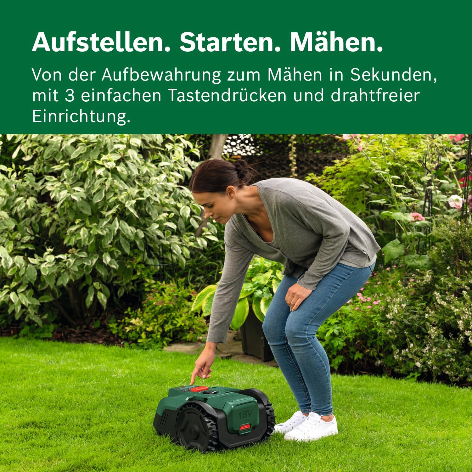 Bosch VISIMOW18V-100 Roboter-Rasenmäher (für Rasenflächen bis 100 m², Schnittbreite: 16 cm, Schnitthöhe: 20-60 mm, ohne Akku) – Bild 5