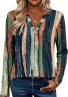Zeagoo Langarm Damen Elegant V-Ausschnitt T-Shirt Basic Loose Tops
