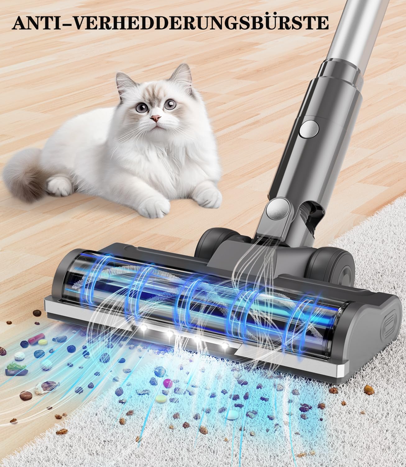 Akku Staubsauger Kabellos Akkustaubsauger Akkusauger - Kabelloser Stabstaubsauger Elektrische Sauger Kehrbesen mit Ladestation Cordless Vacuum Cleaner Für Tierhaare Teppich Beutellos Stielstaubsauger – Bild 7
