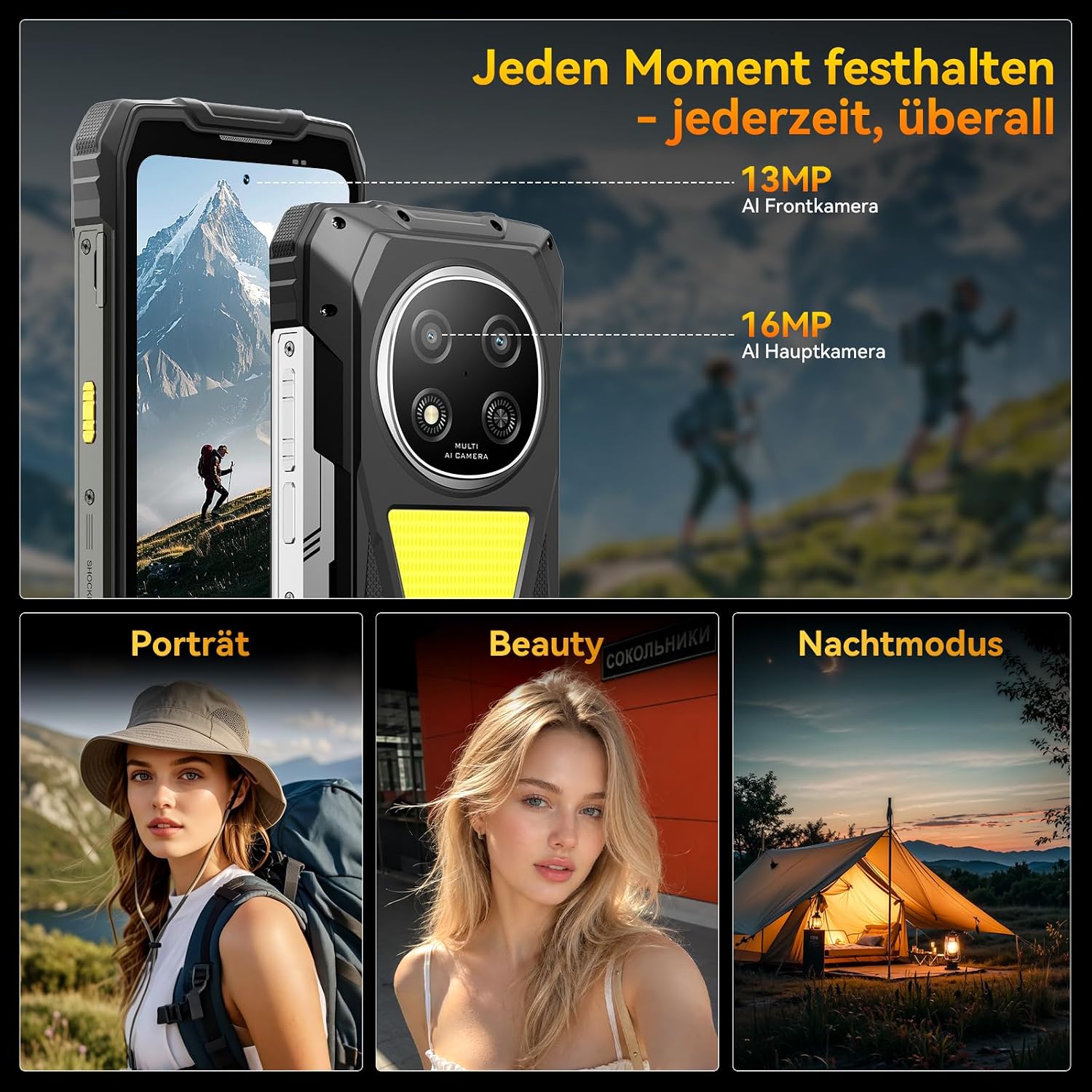 Blackview Rock 2 Pro Outdoor-Handy ohne Vertrag, Android 16 Outdoor-Smartphone 5G 32 GB + 256 GB, 6,67 Zoll HD+ Display 120 Hz 15000 mAh IP69K, 16 MP AI-Kamera, NFC/OTG/GPS/Gemini AI/Handschuhmodus 2.0 – Bild 9
