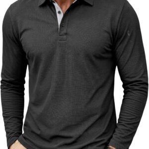 Runcati Herren-Poloshirts, langärmelig, leichte Oberteile, Sport-Shir...