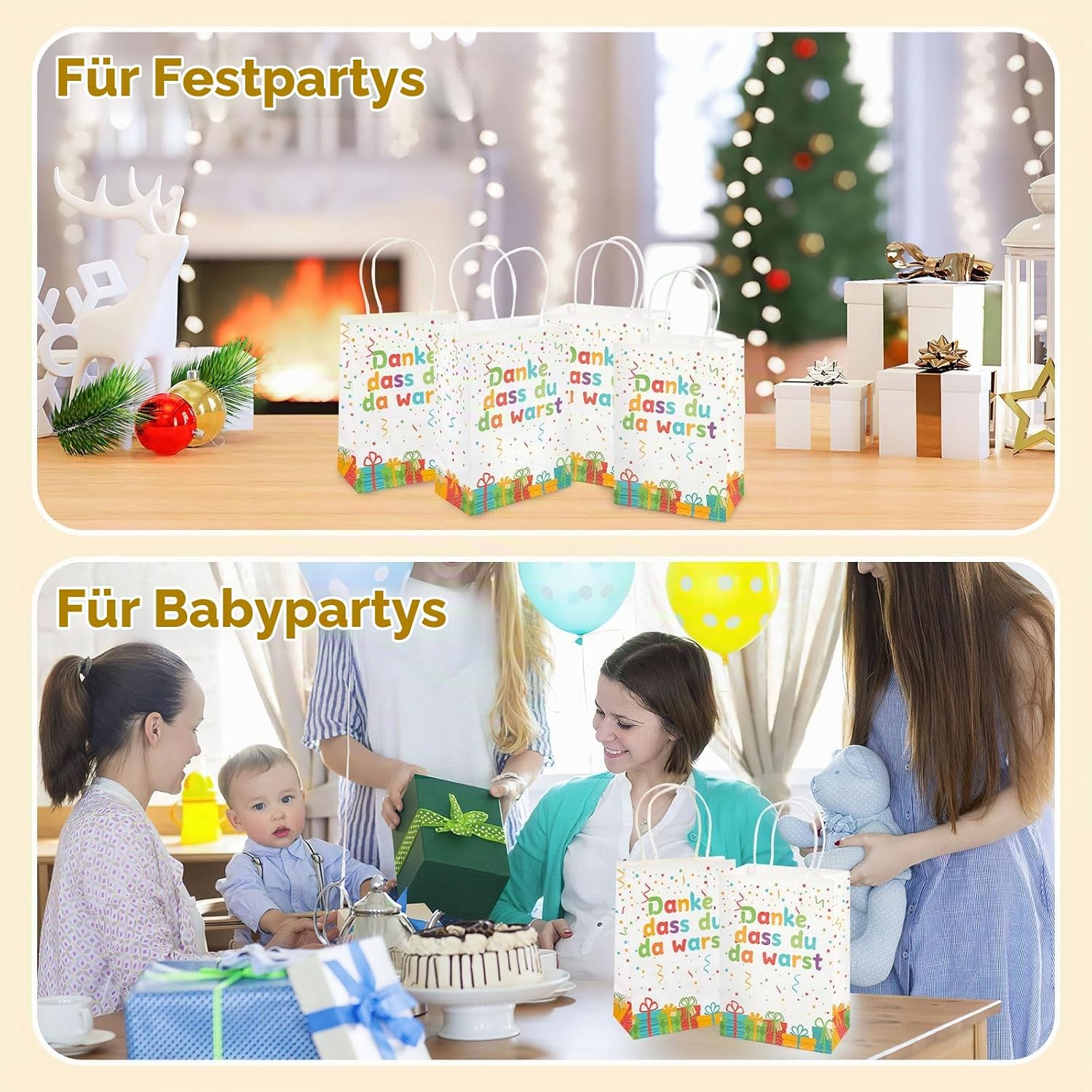 Urker Geschenktüten Kindergeburtstag, kleine Papiertüten mit Henkel, 12 Stück – Bild 6