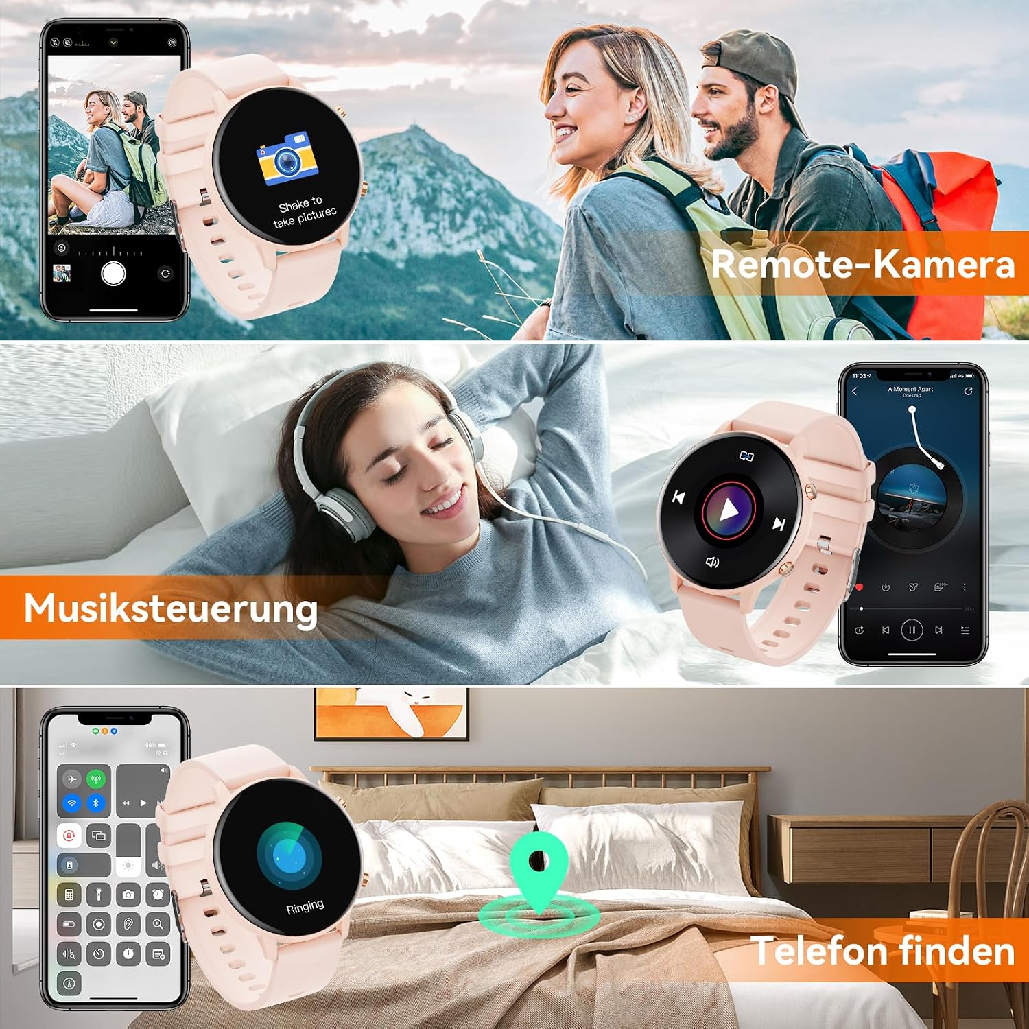 Hwagol Smartwatch Damen Herren 1,39 Zoll Touchscreen Smartwatch mit Bluetooth-Anrufen, Armbanduhr Damen Herren mit 140+ Sportmodi SpO2 Herzfrequenzmesser Schlafmonitor Schrittzähler Uhr für iOS Android – Bild 8