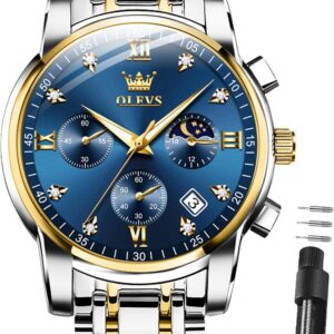 OLEVS Armbanduhr Herren Luxus Quarz Edelstahl Business Chronograph