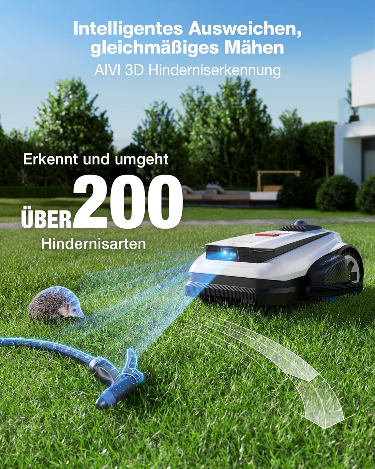 ECOVACS GOAT A1600 LiDAR PRO Care Kit Roboter-Rasenmäher ohne Begrenzungskabel, 1.600 m², 360° Dual-LiDAR-Navigation, automatische Kartierung, KI-3D-Hindernisvermeidung, superschnelles Laden, 50 % Steigung – Bild 7