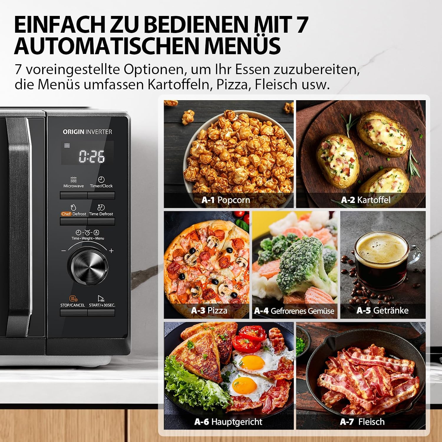 Toshiba MW3-AM25PFI(BK) Solo-Mikrowelle, 25 l, 900 W, Mikrowelle in Schwarz mit Origin-Inverter, Chef-Auftaufunktion, 10 Leistungsstufen, 7 automatische Menüs, einfache Reinigung – Bild 2