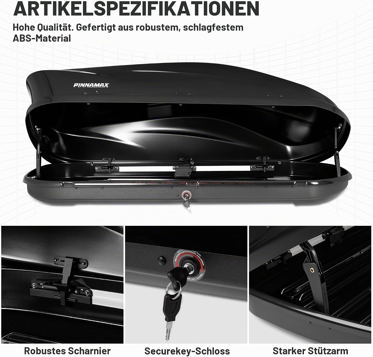 Dachbox 450L abschließbar – Dachbox Auto beidseitig öffnend, wasserdichte Auto-Dachbox für Dachträger, Dachgepäckbox für SUV Kombi Van (450L) – Bild 5