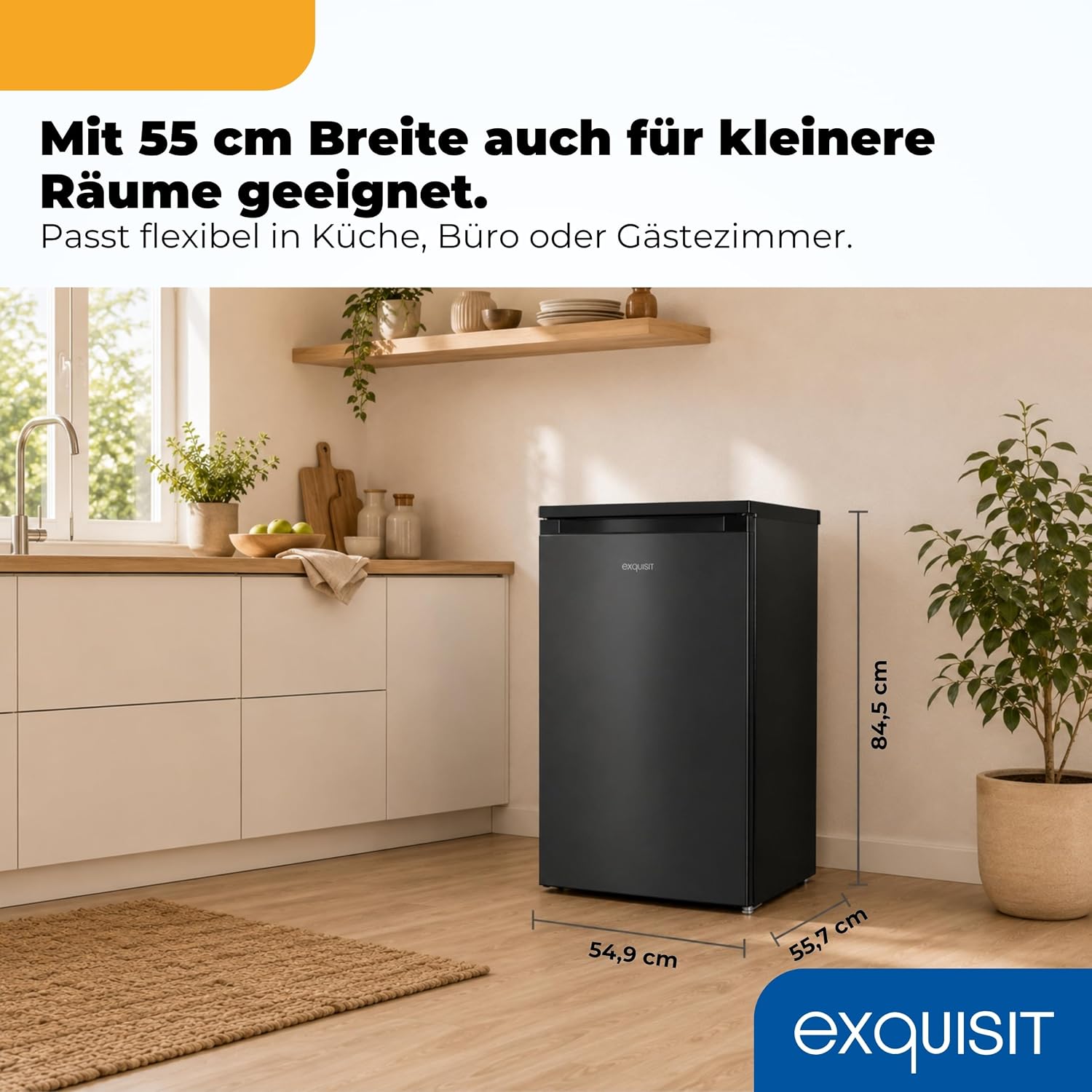 Exquisiter Kühlschrank mit 4-Sterne-Gefrierfach – 107 l Fassungsvermögen – Edelstahl – Bild 3