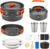 THTYBROS 17-teiliges Camping-Kochgeschirr-Set, hart eloxiertes Aluminium-Topf-Pfanne-Kessel mit 2 Edelstahl-Tassen, Teller, Besteck für Outdoor-Wandern, Rucksackreisen, Picknick